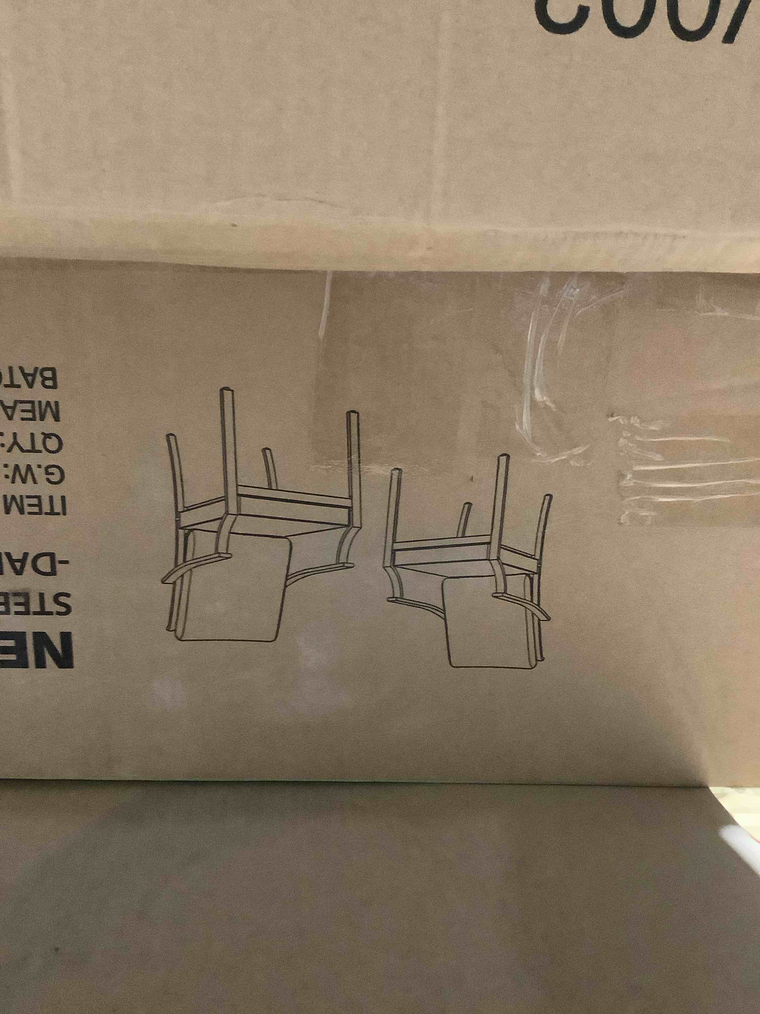 Condition photo showing New/Like New for Newport III Steel KD dining chairs with dark gray cushions, pair