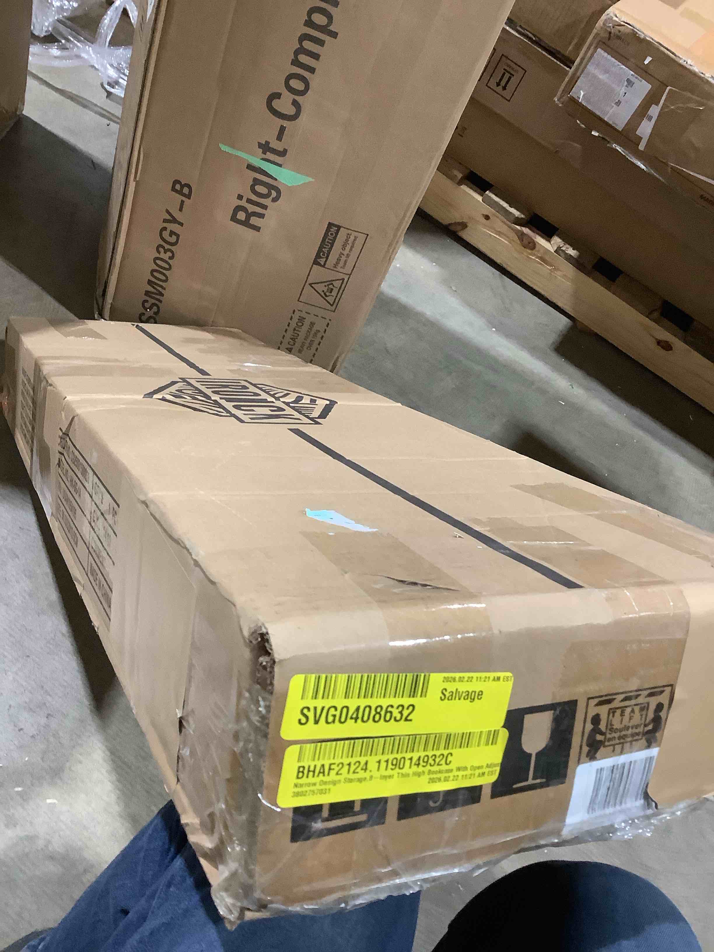 Condition photo showing Good Condition for Ironck Narrow design storage eight layer thin high bookcase with open adjustable shelves