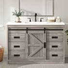 Chimira 60" double sink bathroom vanity with sink combo set gray, incomplete 