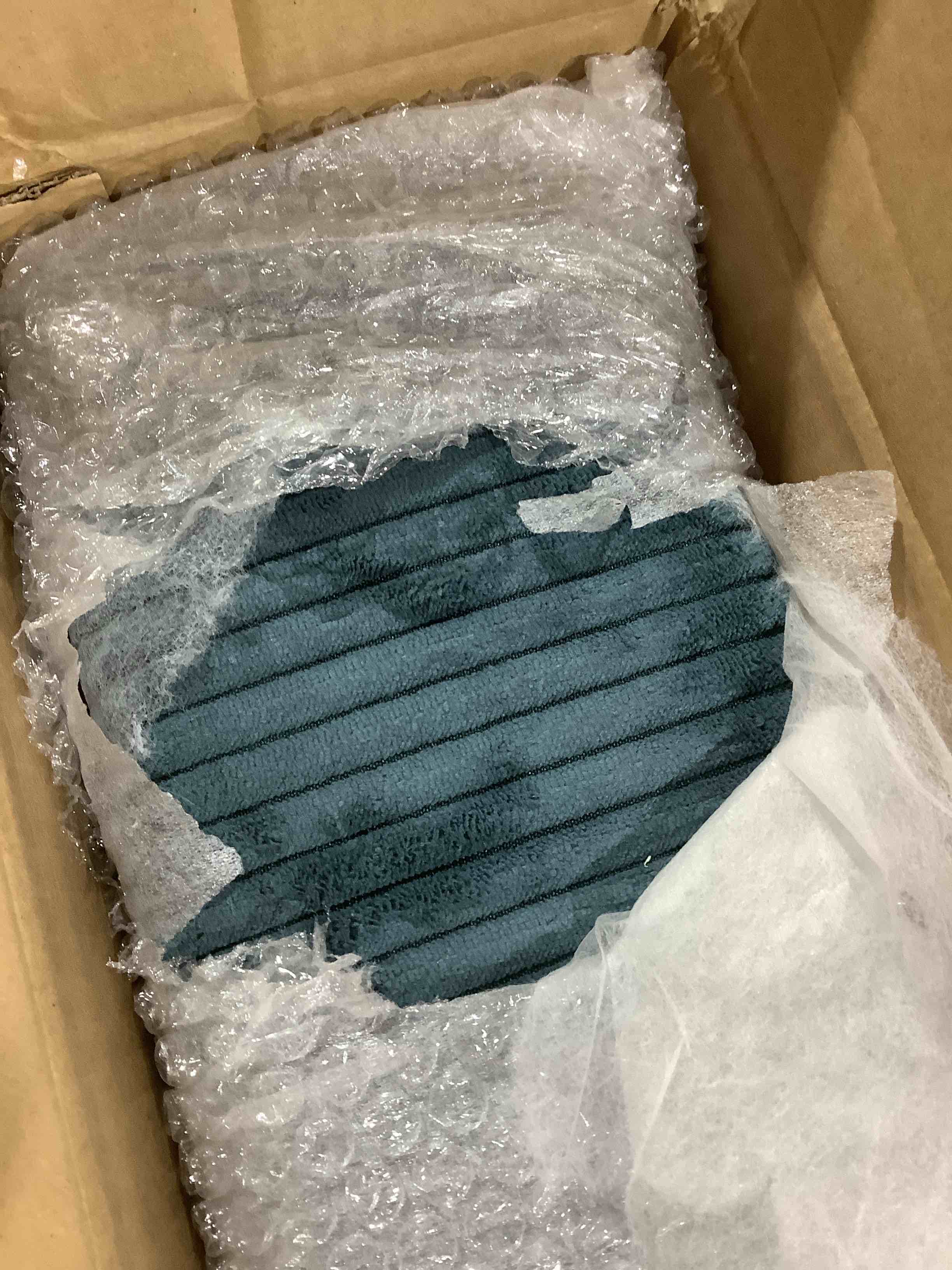 Condition photo showing Good Condition for Andreco corduroy sectional ottoman only D9 4082–0, blue