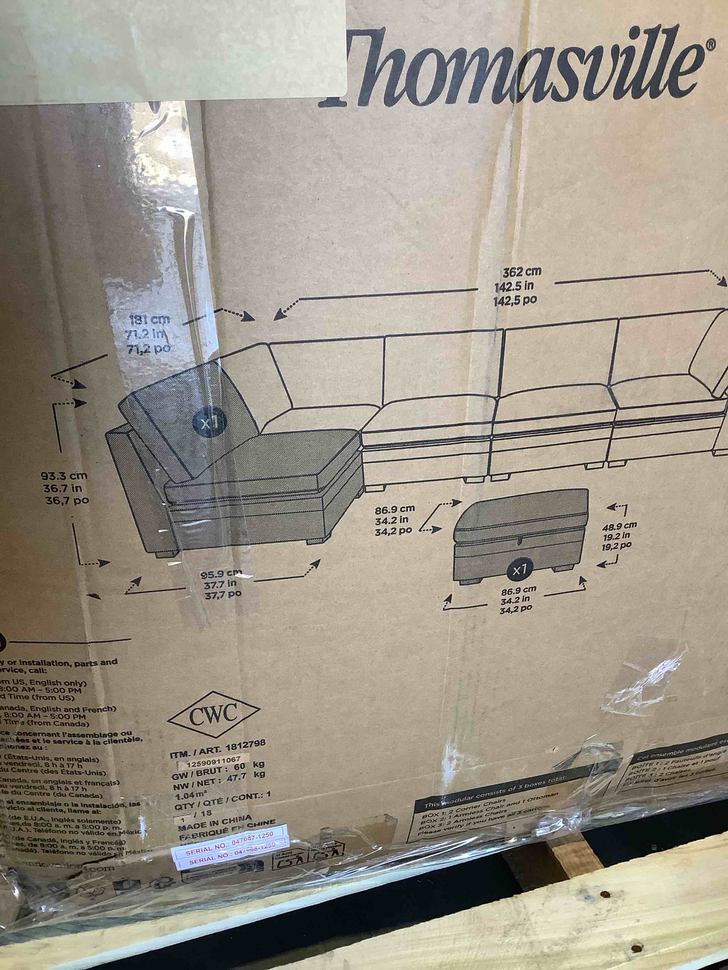 Condition photo showing Good Condition for Thomasville armless, side chair, and ottoman only, gray, incomplete 