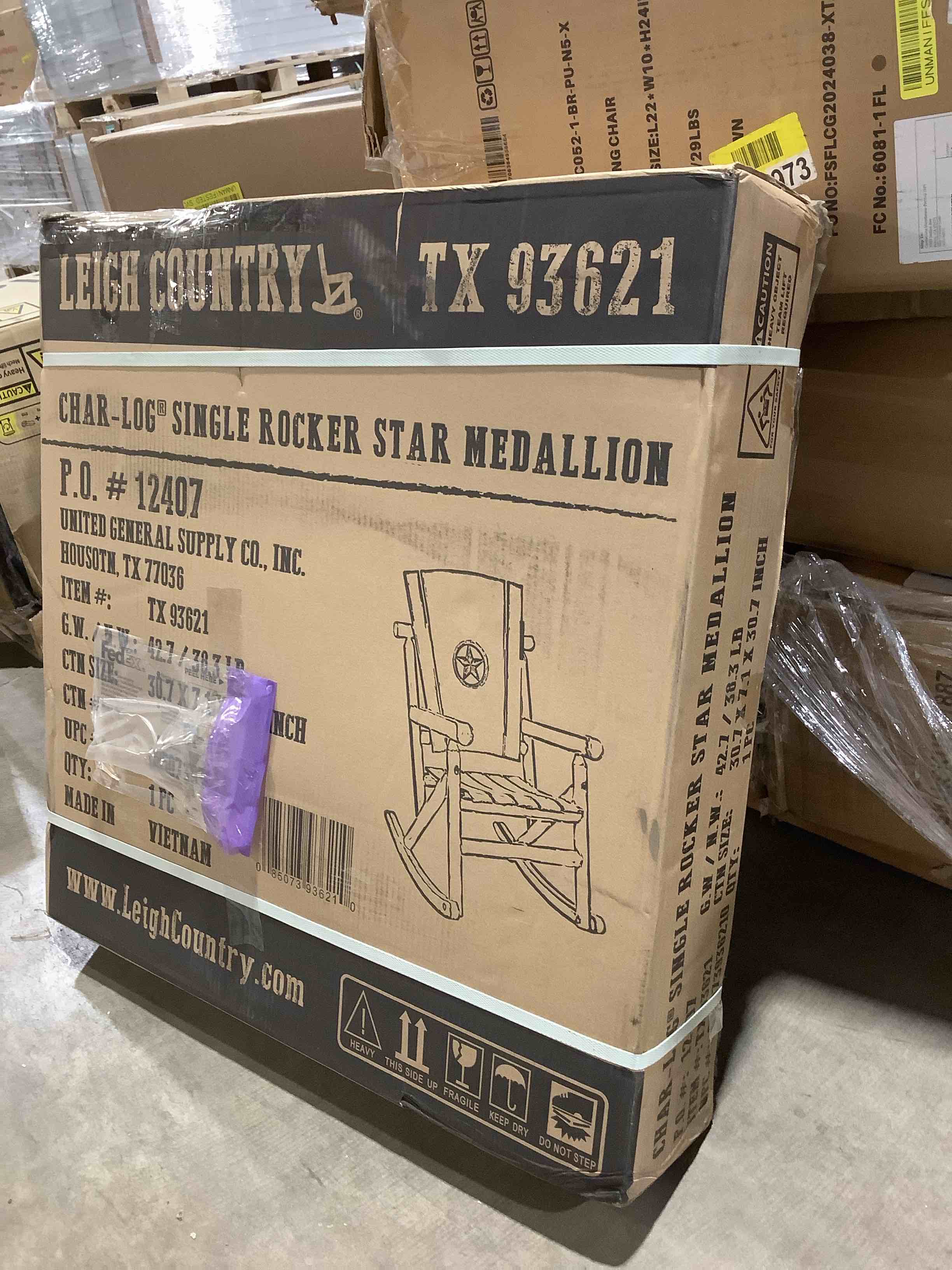 Condition photo showing New/Like New for Leigh Country TX 93621 Char-Log Adult Outdoor Rocking Chair Brown