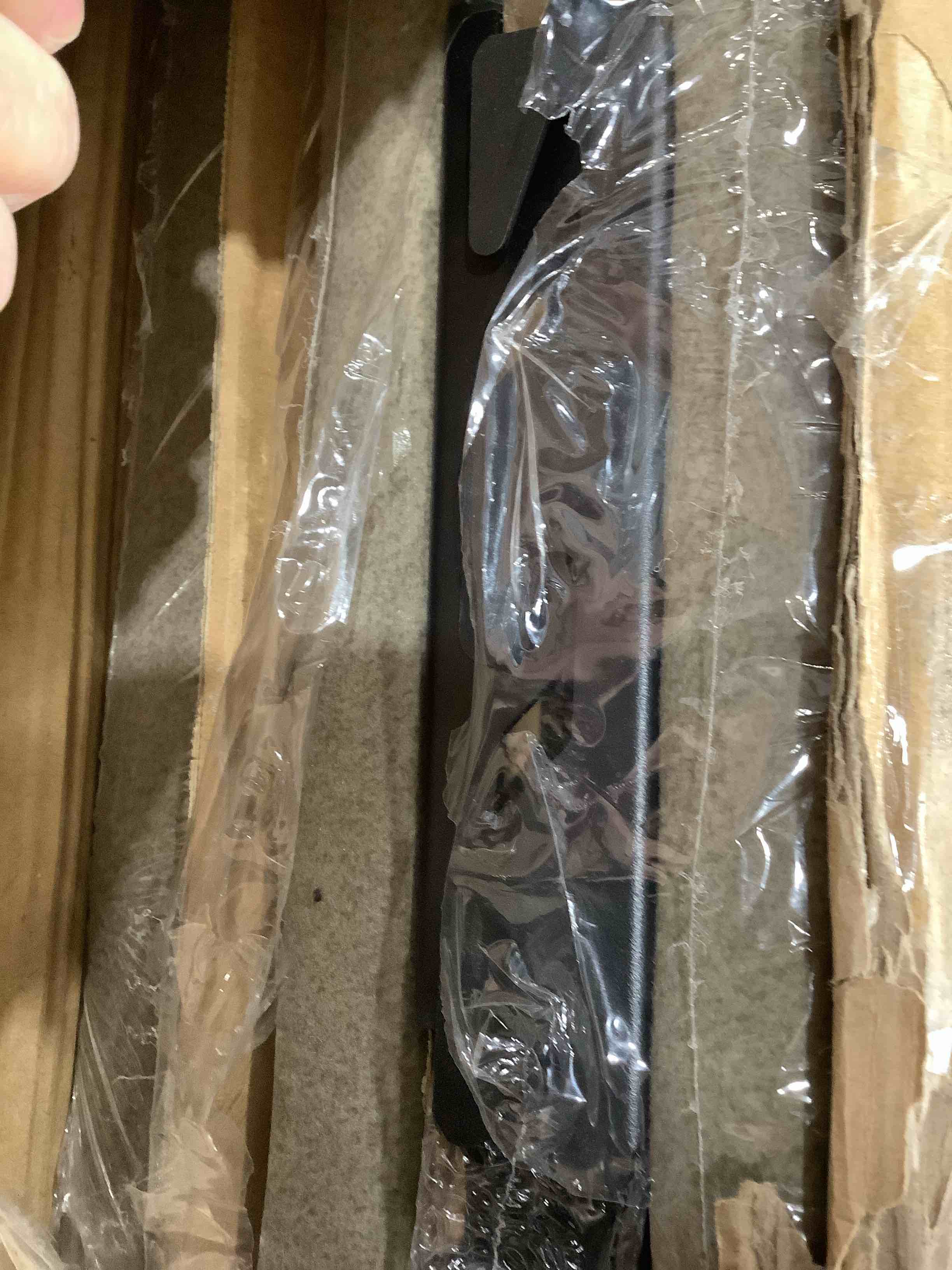 Condition photo showing Good Condition for Upholstered lift storage bedframe with hotel style headboard, queen, light gray, incomplete 