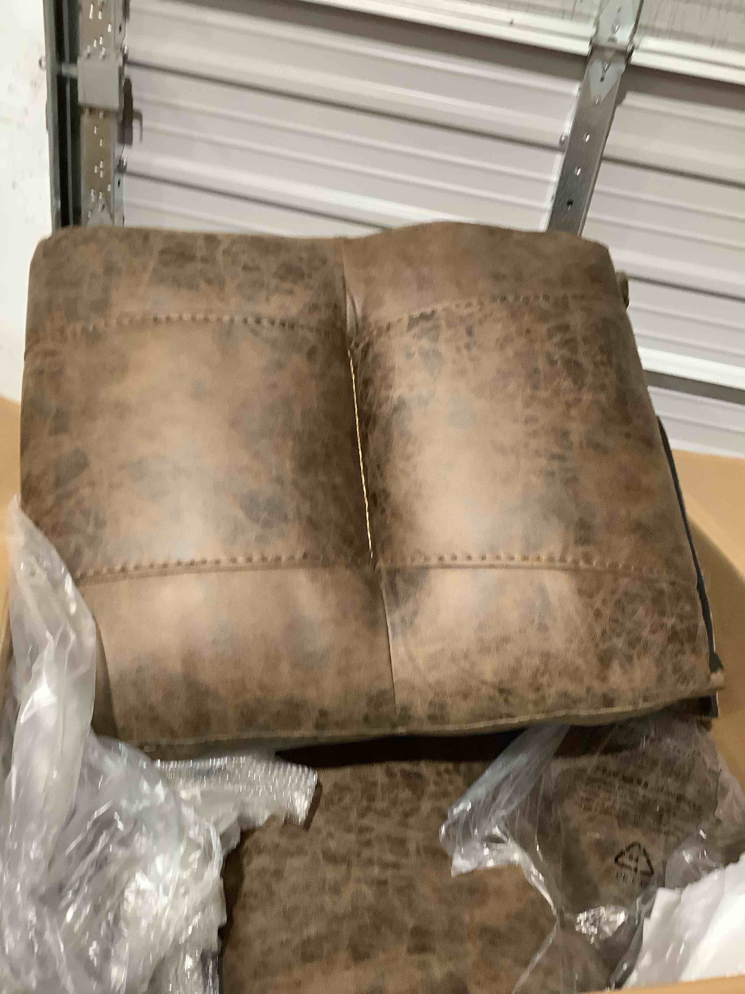 Condition photo showing Good Condition for Marble Color Brown Reclining Sofa, incomplete 