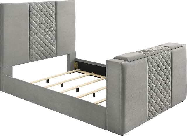 Coaster Tara queen grey side, rails, and slats