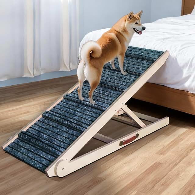 zjsf foldable wooden dog ramp with upholstered steps