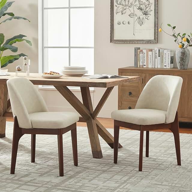 vknow modern dining chairs, faux green leather