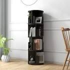 rotating four tier bookshelf tower spinning bookcase for small spaces black
