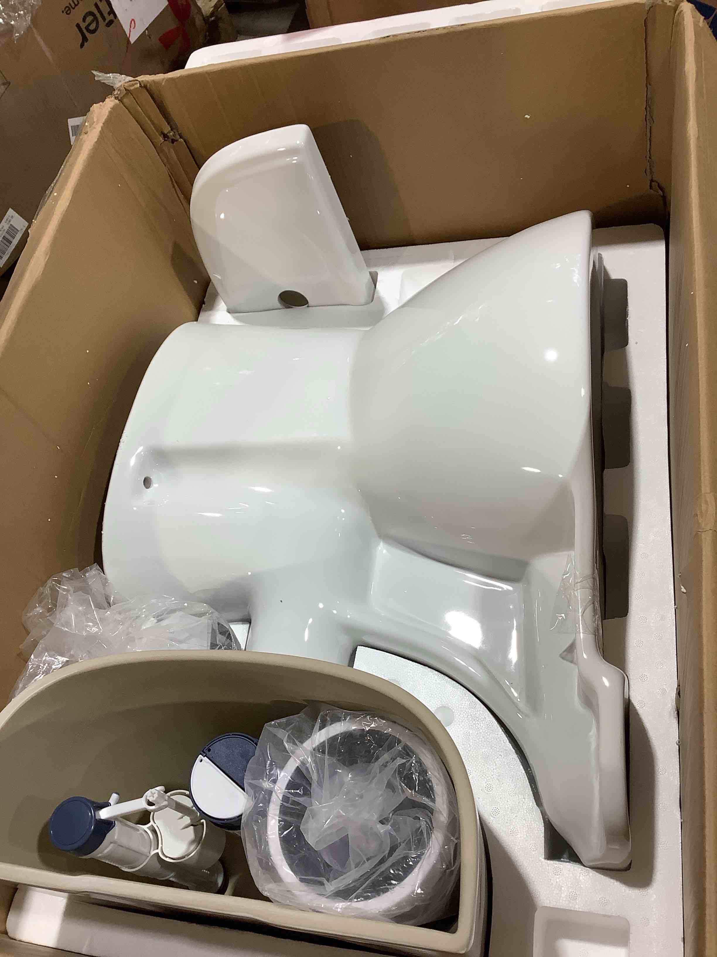 Condition photo showing New/Like New for Rear Drain Toilet 2-Piece 0.8/1.28 GPF Double Flush Round Toilet in White