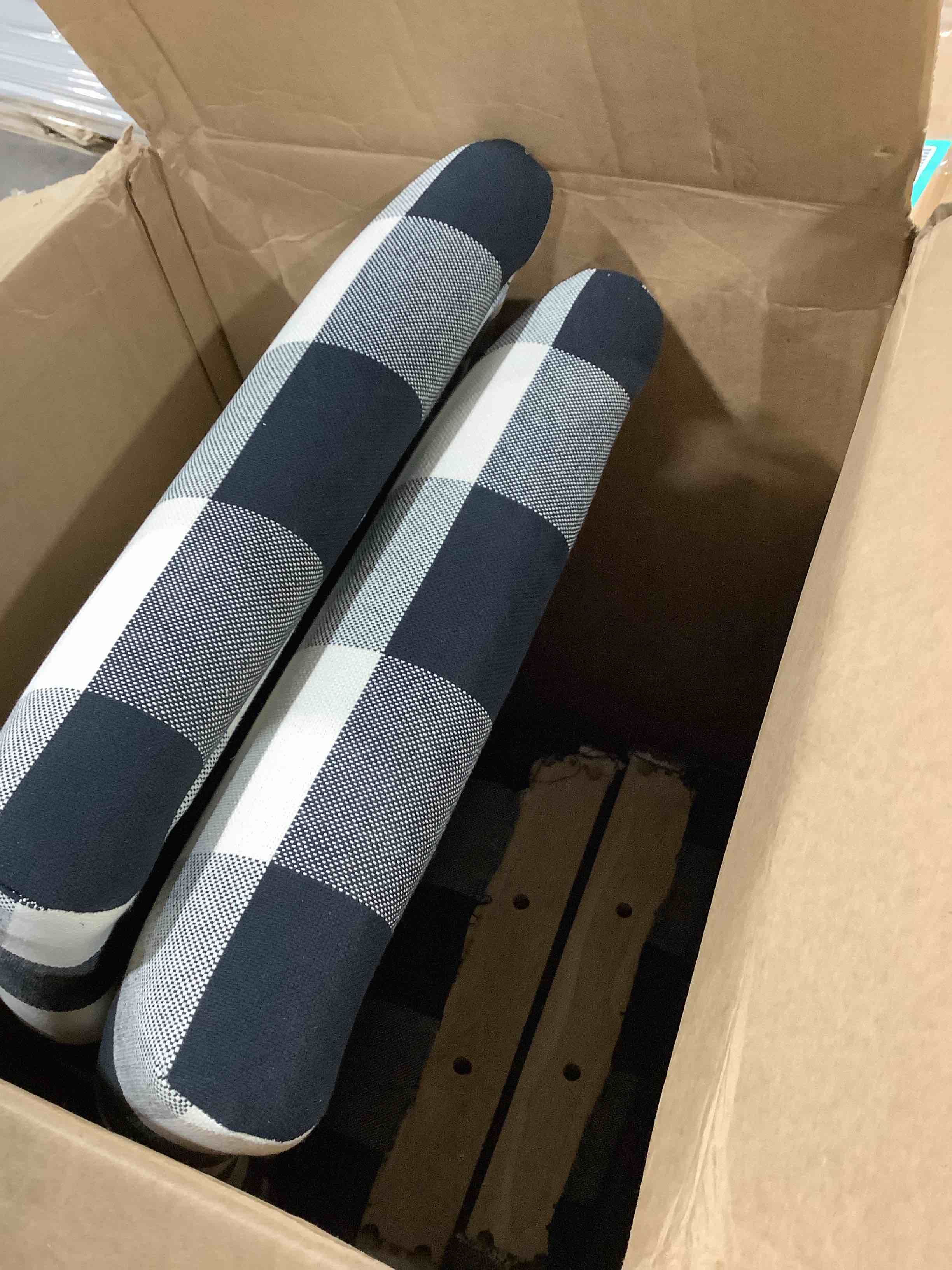 Condition photo showing Good Condition for Homepop home decor, classic high back, black-and-white checkered chairs, incomplete 