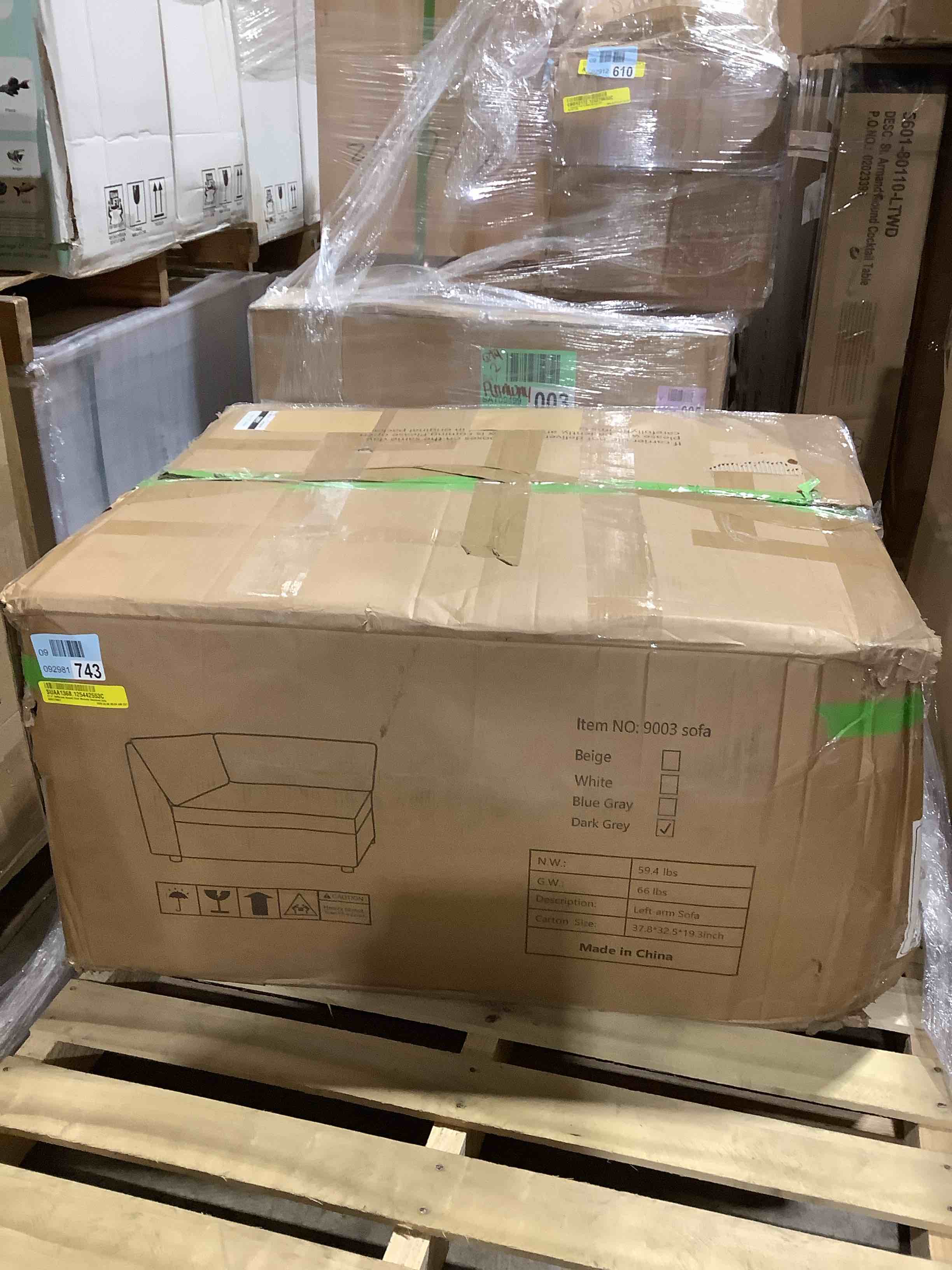 Condition photo showing Good Condition for 37.4" Hefferman accent chair modular sectional sofa, dark grey, incomplete 