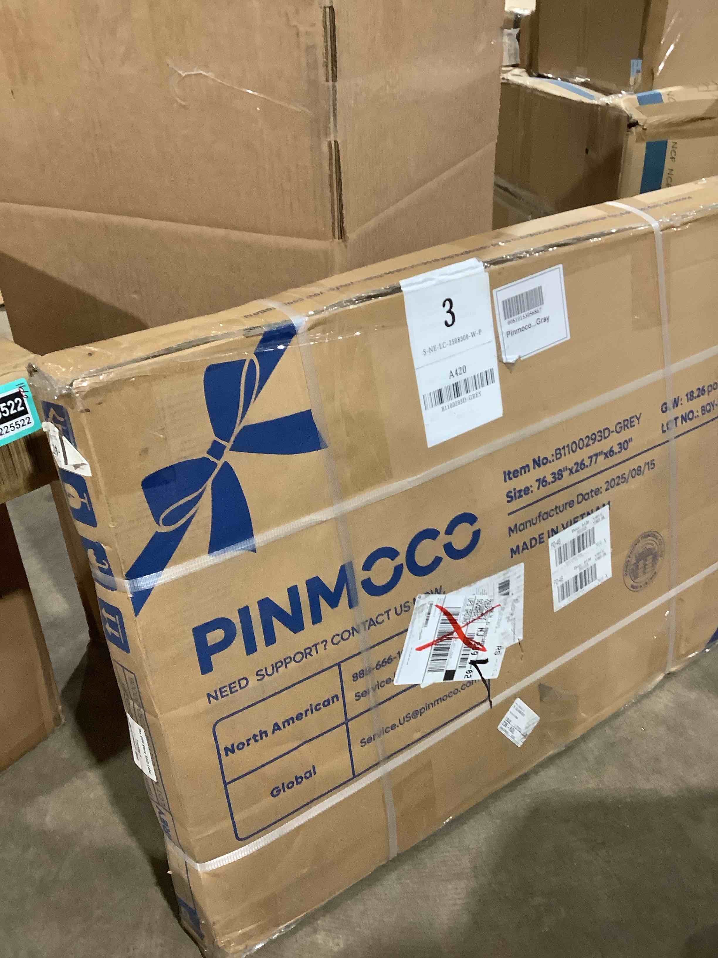 Condition photo showing New/Like New for Pinmoco King Grey upholstery Head Board