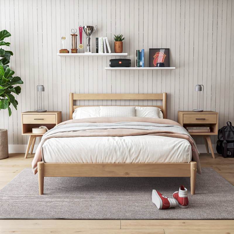 Flasher, twin, solid wood bed, color, light oak, incomplete 