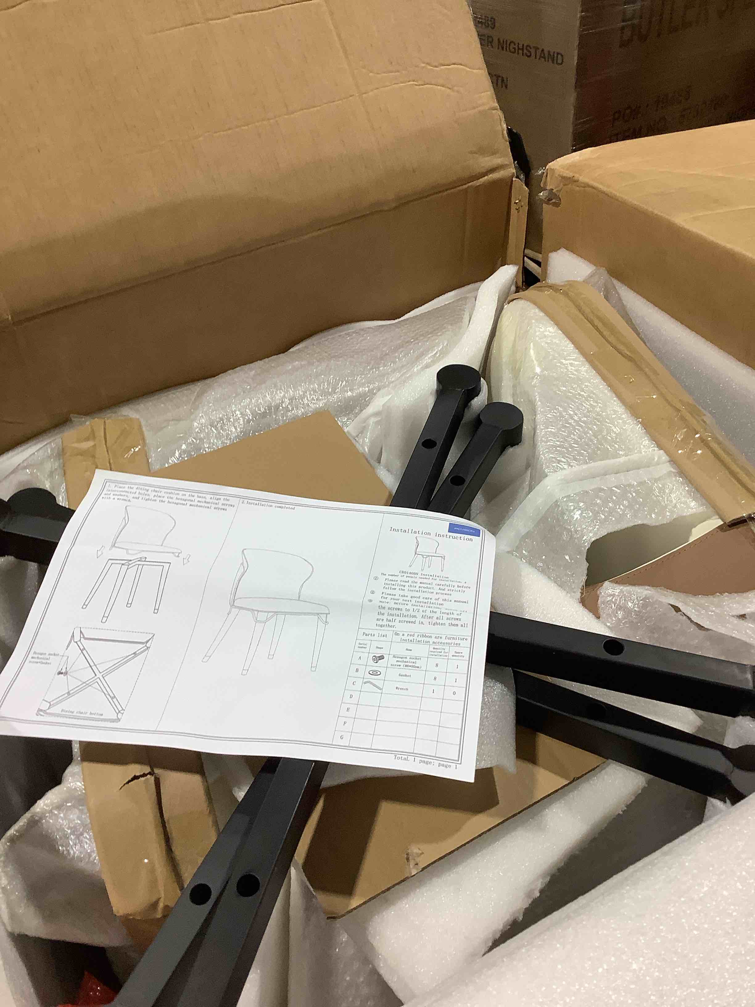 Condition photo showing New/Like New for Povison 29" x 29" x 27" brown and beige dining chairs, 2 chairs