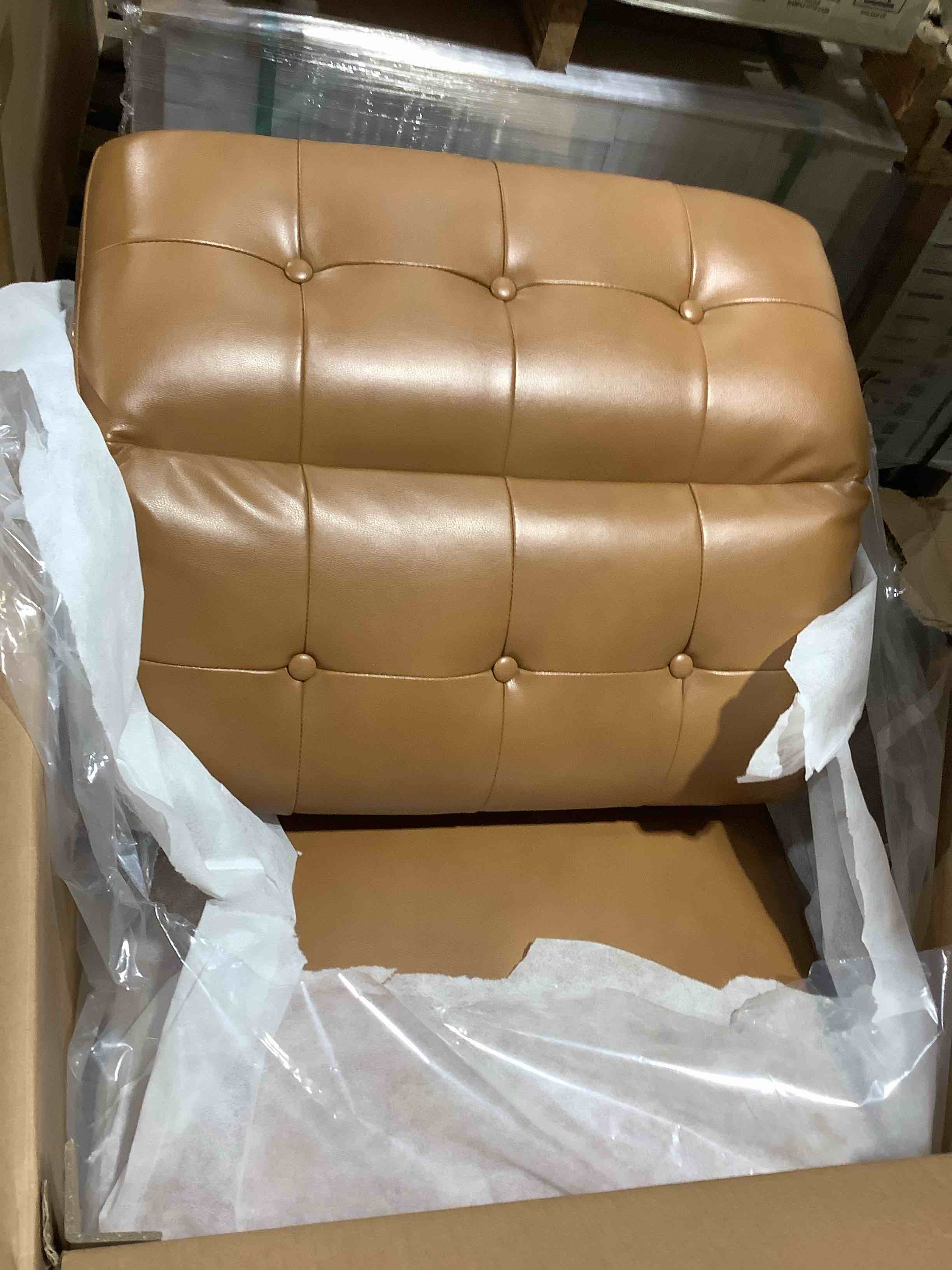 Condition photo showing Good Condition for Voljhard Power sectional sofa, camel, incomplete 