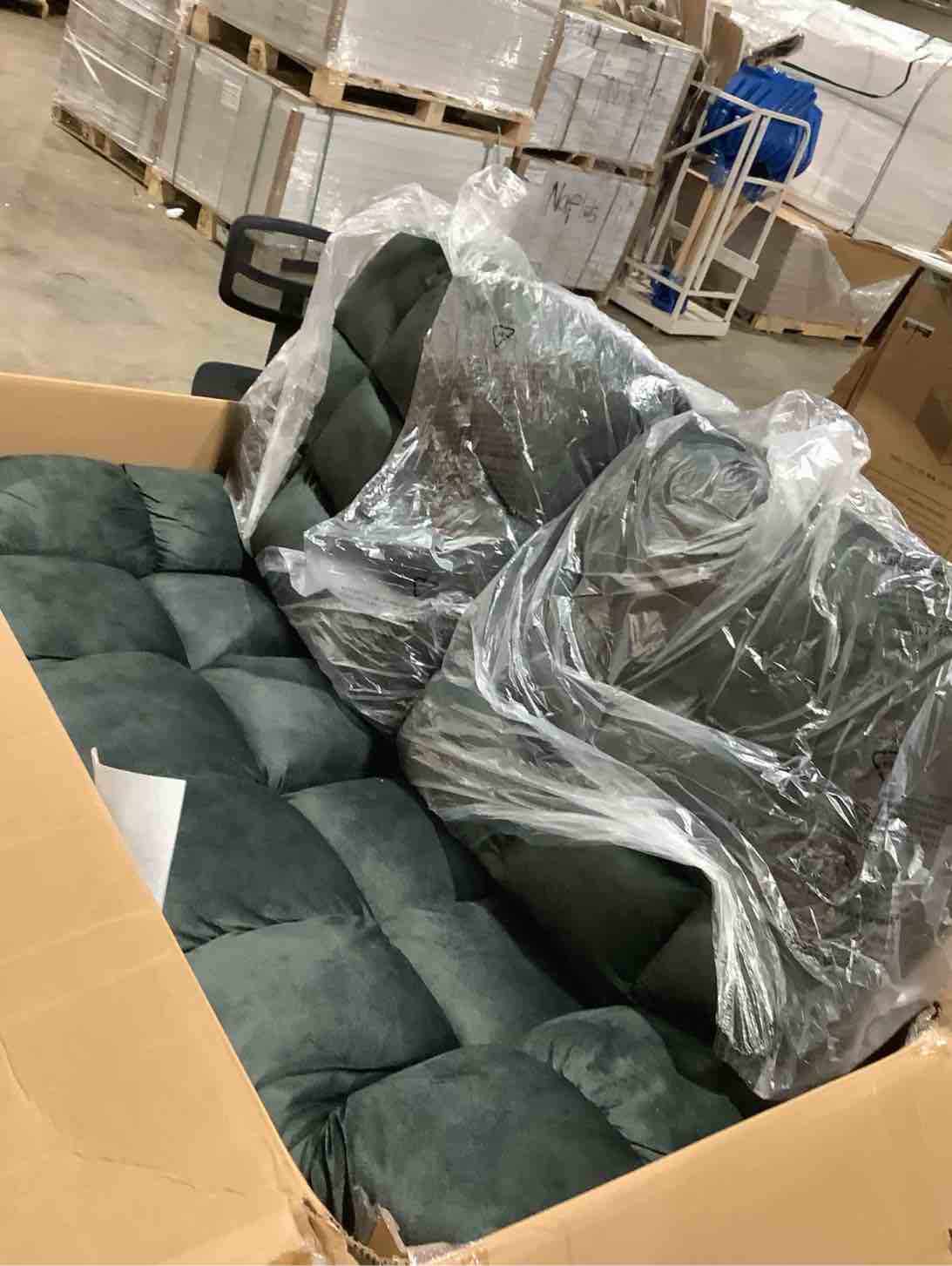 Condition photo showing New/Like New for Edilmar 61.8" Wide Modern and super soft manual reclining loveseat, dark green