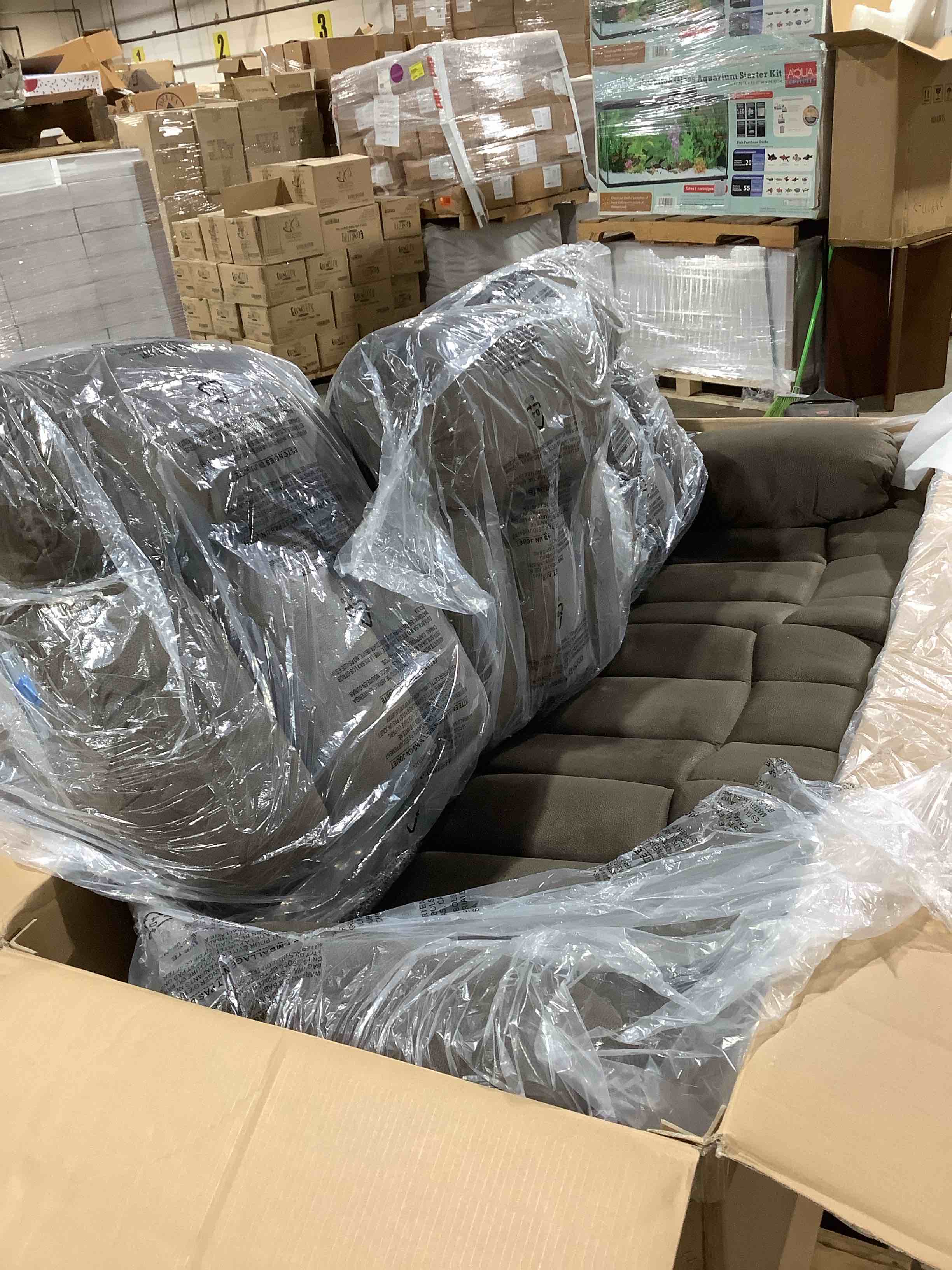 Condition photo showing New/Like New for Oxier 84" Wide micro, suede manual reclining sofa, three seater, tobacco brown