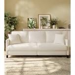 Febo 83" beige square arm sofa, Teddy sofa couch with pocket spring, incomplete 