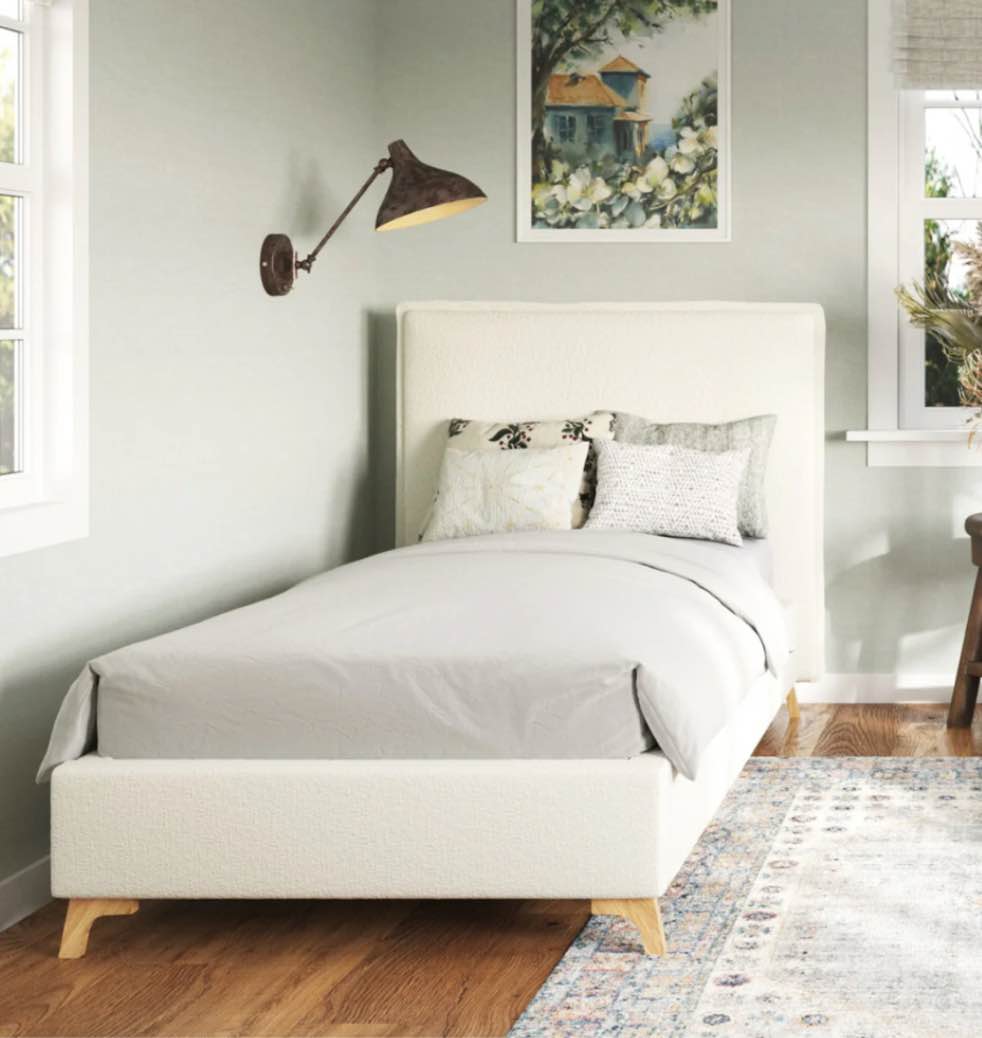 Lottie Queen, flange edge bed boucle headboard only incomplete 