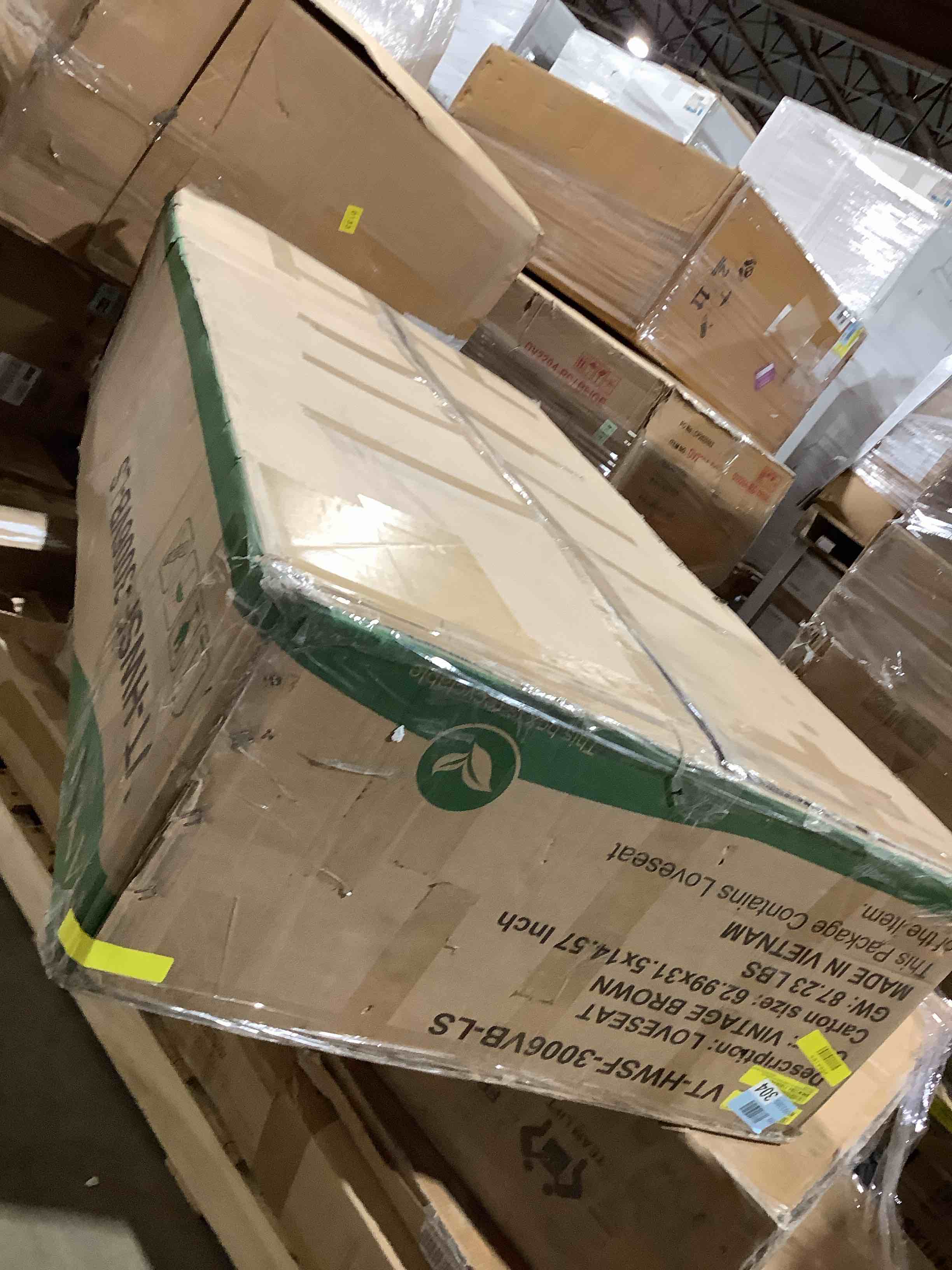 Condition photo showing Good Condition for Vanomi 3006 Vintage Brown Faux Leather Sectional Loveseat, incomplete 