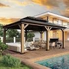 Jolydale solid wood frame hardtop gazebo with galvanized steel, incomplete 