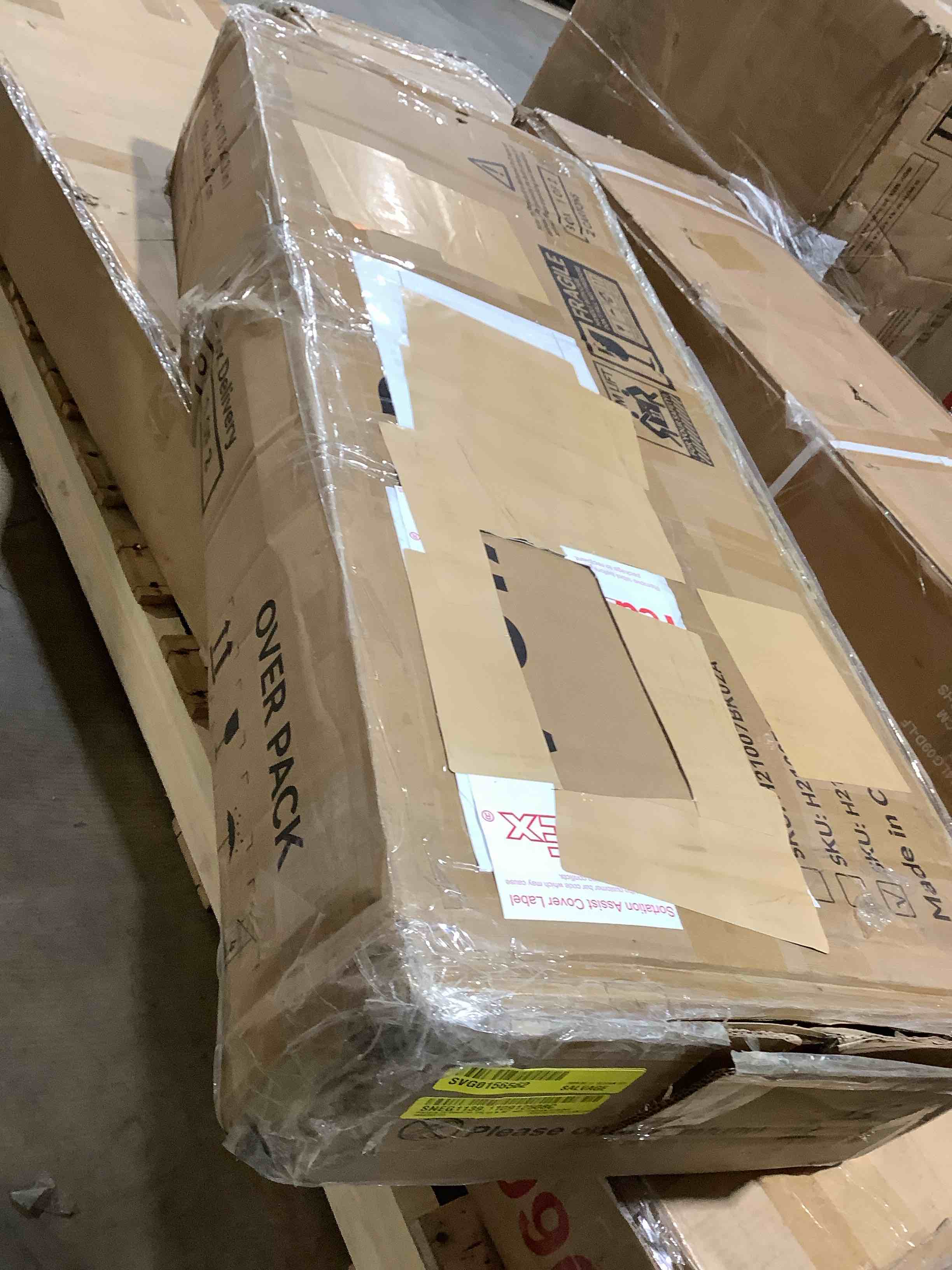 Condition photo showing Good Condition for Glenyce TV stand for TVs up to 88 inches with fireplace insert, white, incomplete 