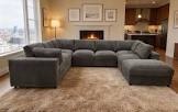 Aneea 8 piece gray corduroy sectional sofa, incomplete 