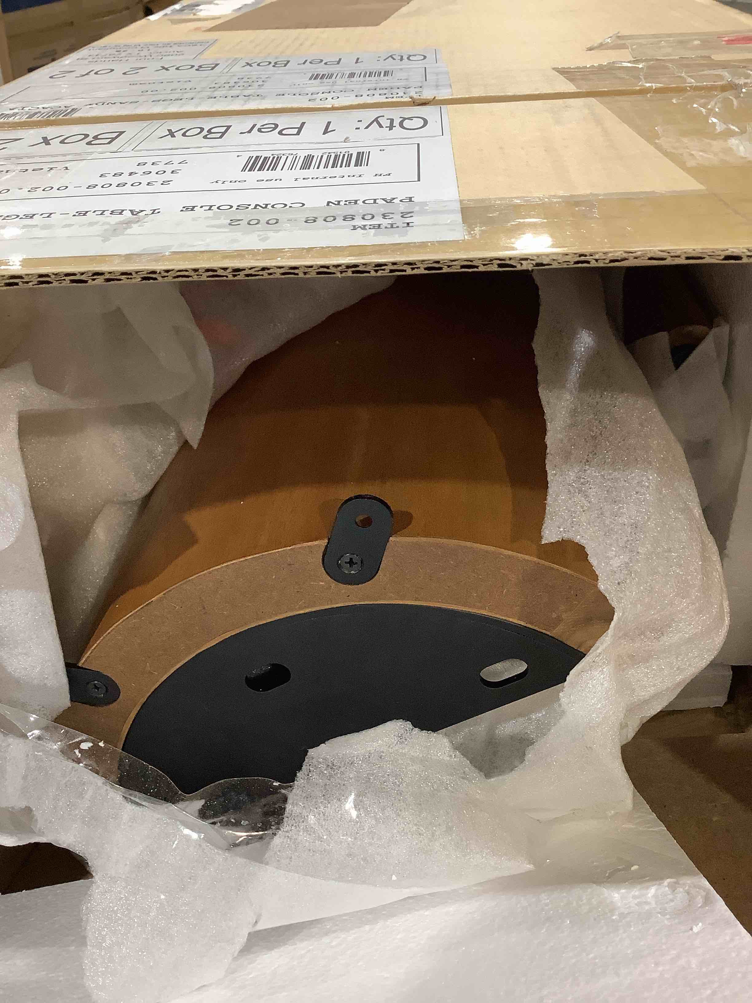 Condition photo showing Good Condition for Paded Console table legs sandy acacia, base only