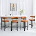28" Boucle upholstered, metal counter stools brown, set of2