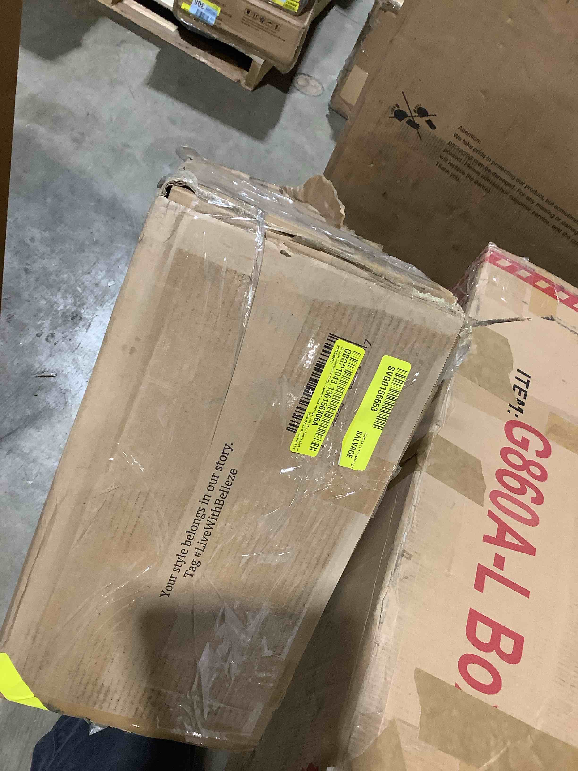 Condition photo showing Good Condition for BELLEZE Modular Sideboard Buffet Cabinet with Storage, 35 Inch Modern Credenza with Doors and Adjustable Shelves, Fluted Black Console Table with Faux Marble Panel for Kitchen, Entryway, Dining Room