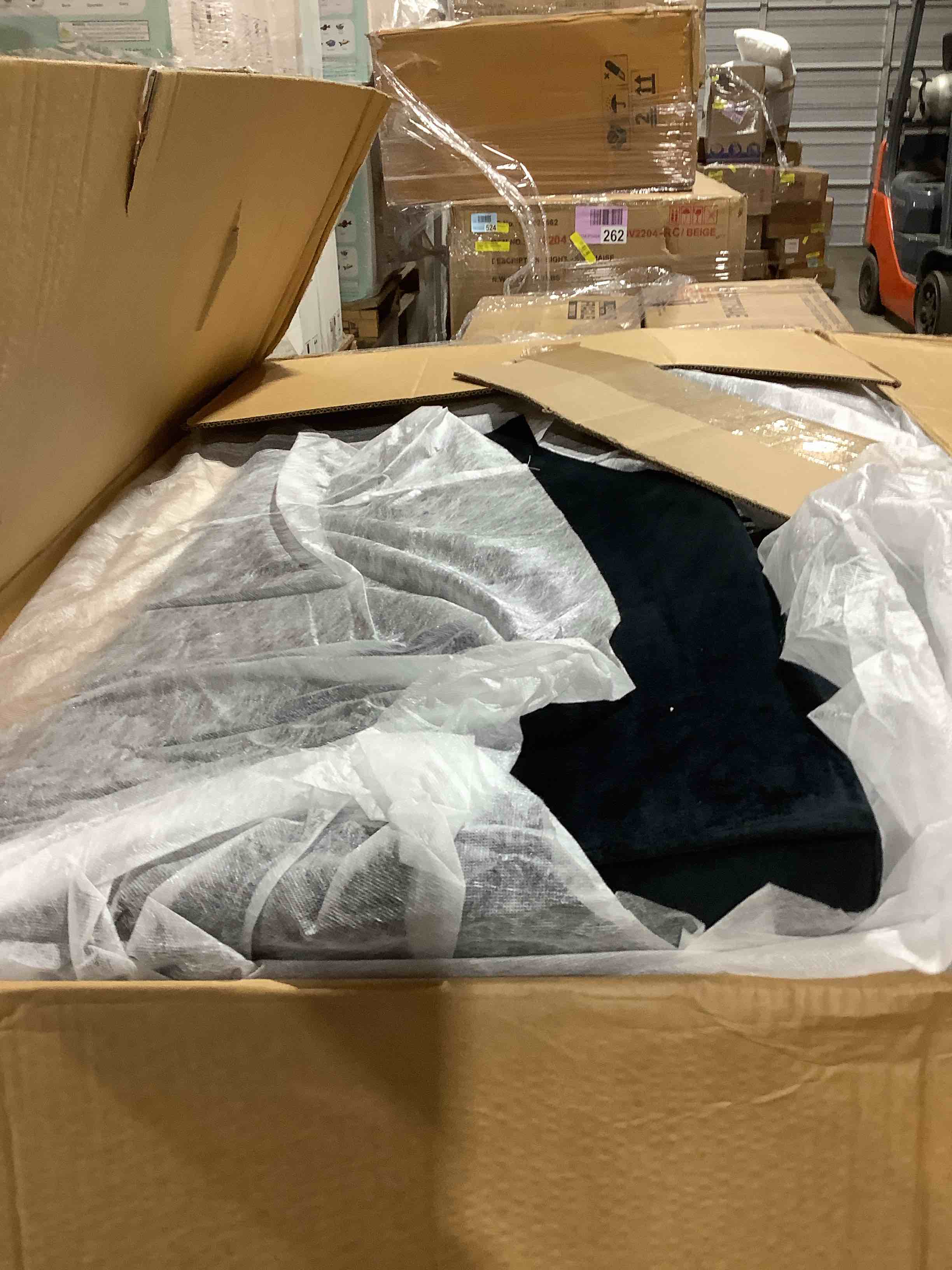 Condition photo showing Good Condition for Black velvet sectional sofa, a 3735, incomplete 
