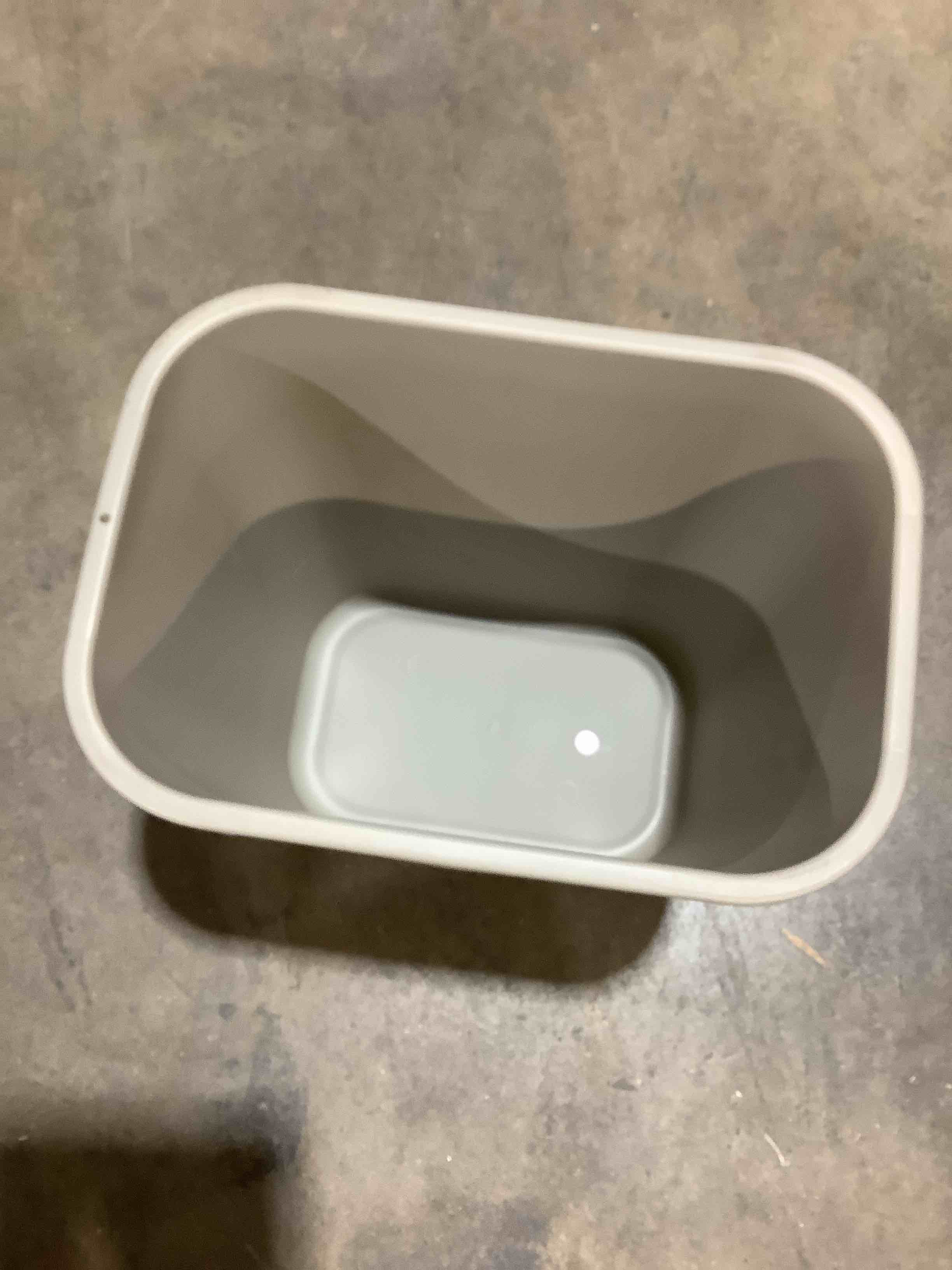 Condition photo showing New/Like New for Rubbermaid Soft Wastebasket, 7 Gallon, Beige, Plastic