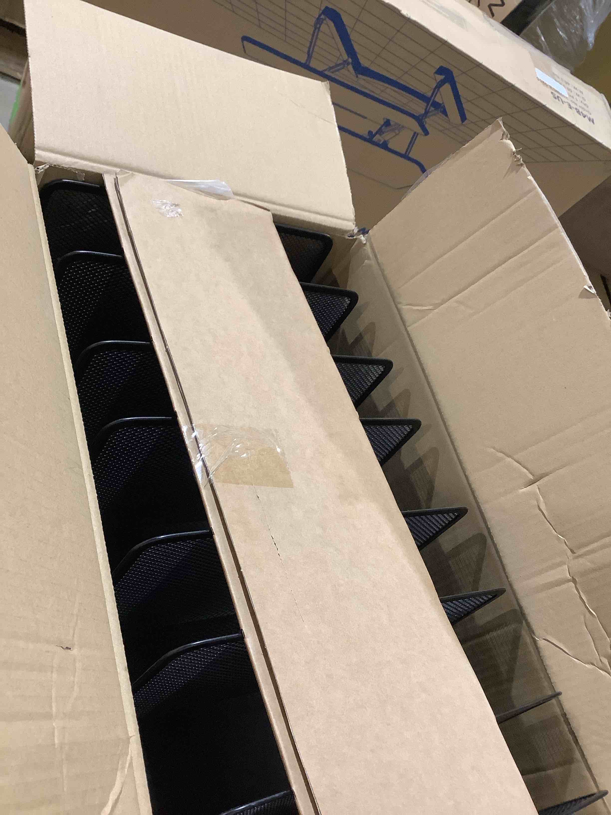 Condition photo showing New/Like New for Seven slot black metal mesh organizer