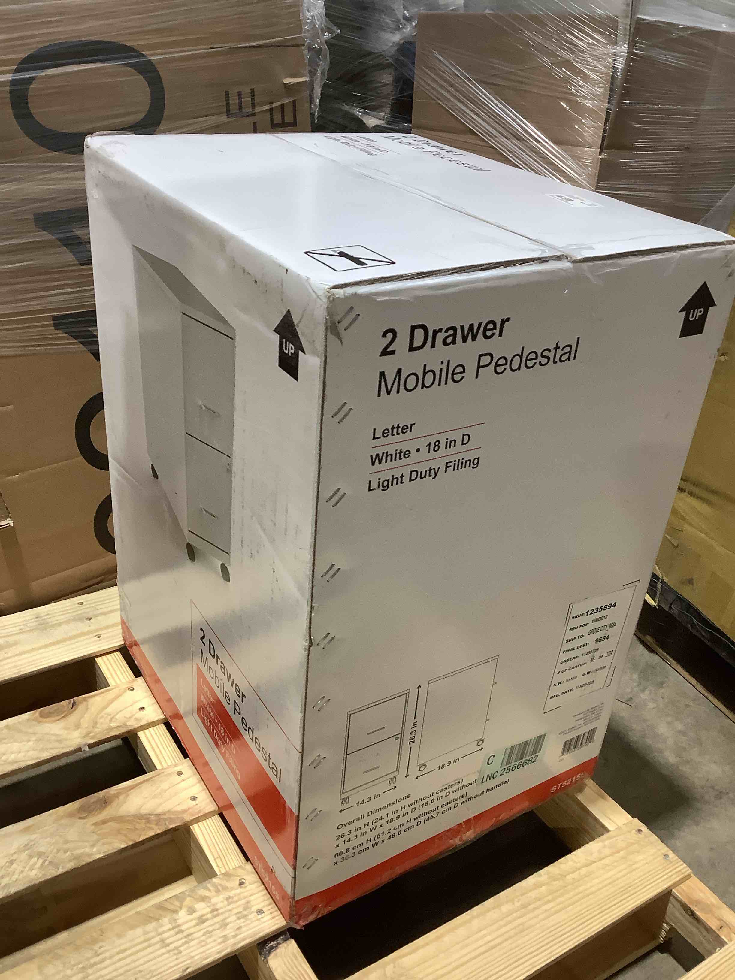 Condition photo showing New/Like New for Staples 2-Drawer Mobile Vertical File Cabinet Letter Size Lockable 26.3 H x 14.3 W x 18.9 D White