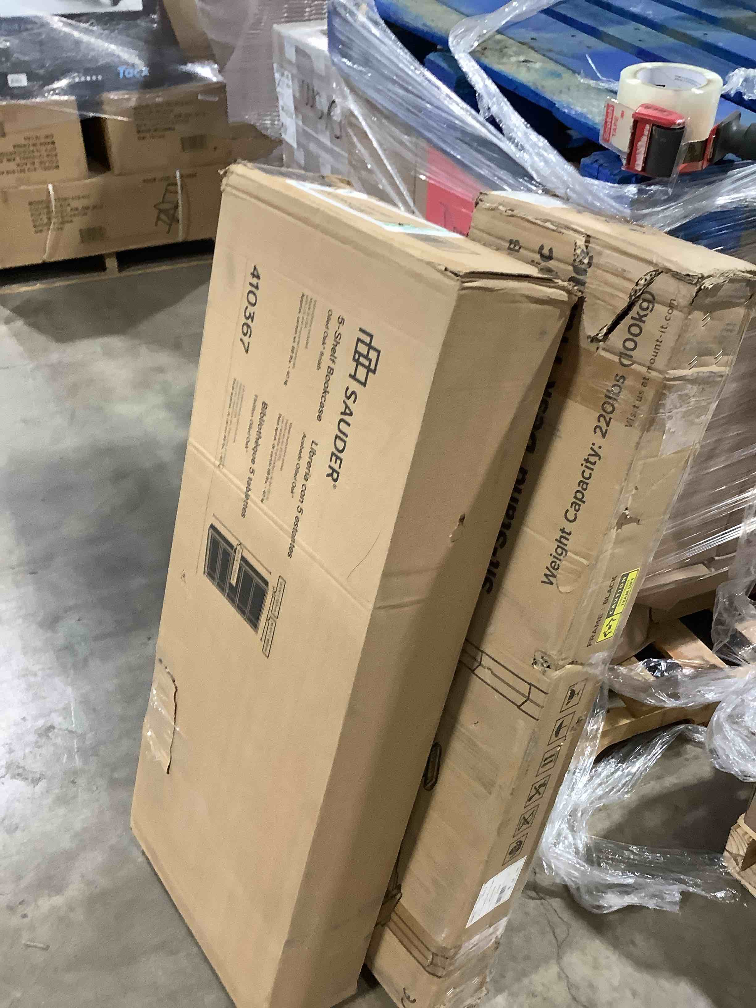 Condition photo showing New/Like New for 70" 5 Shelf Bookcase Oiled Oak - Sauder: Adjustable Storage, MDF Construction, Dark Brown