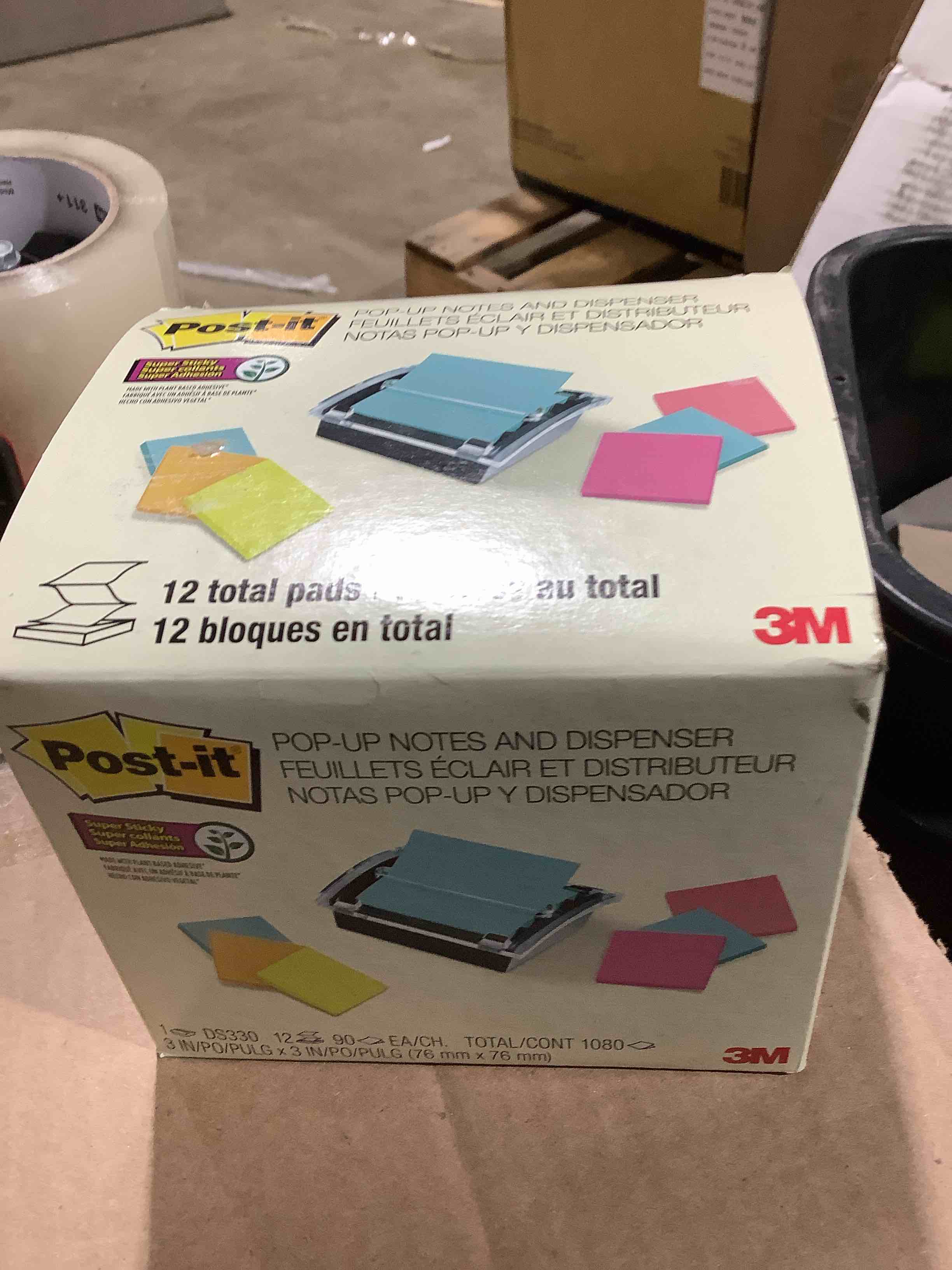 Condition photo showing New/Like New for Post-it Super Sticky Dispenser & Pop-up Notes  3 in x 3 in  Assorted Colors  12 Pads