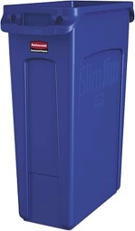 Rubbermaid Commercial Products Slim Jim Trash/Garbage Can with Venting Channels 23-Gallon Blue for Kitchen/Office/Workspace Pack of 4