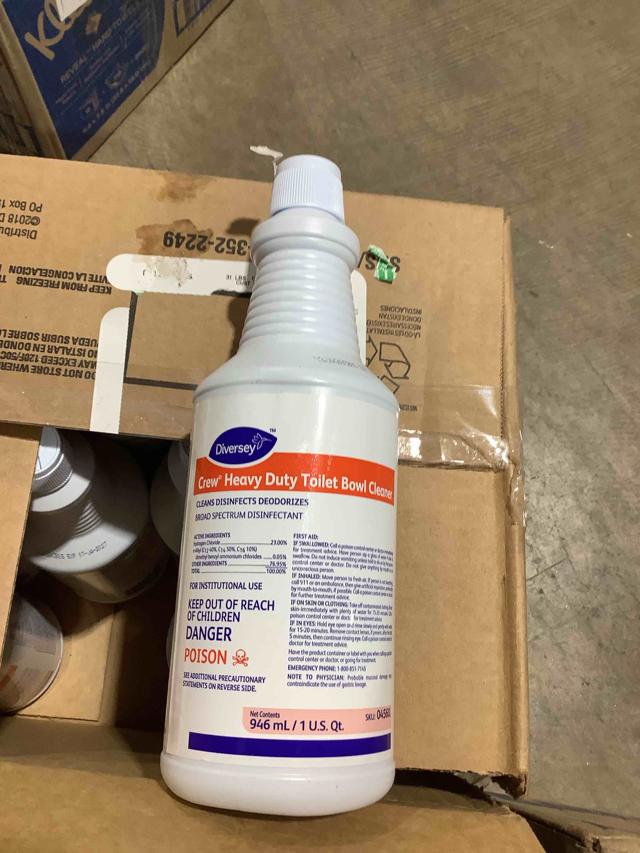 Condition photo showing New/Like New for Johnson Diversey 04560. Crew Heavy Duty Toilet Bowl Cleaner, Minty, 32 Oz Squeeze Bottle, 12/carton