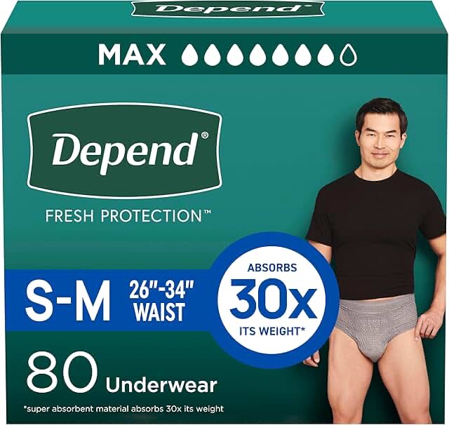 Depend Fresh Protection Adult Incontinence Disposable Underwear for Men - Maximum Absorbency - S/M - Gray - 80ct