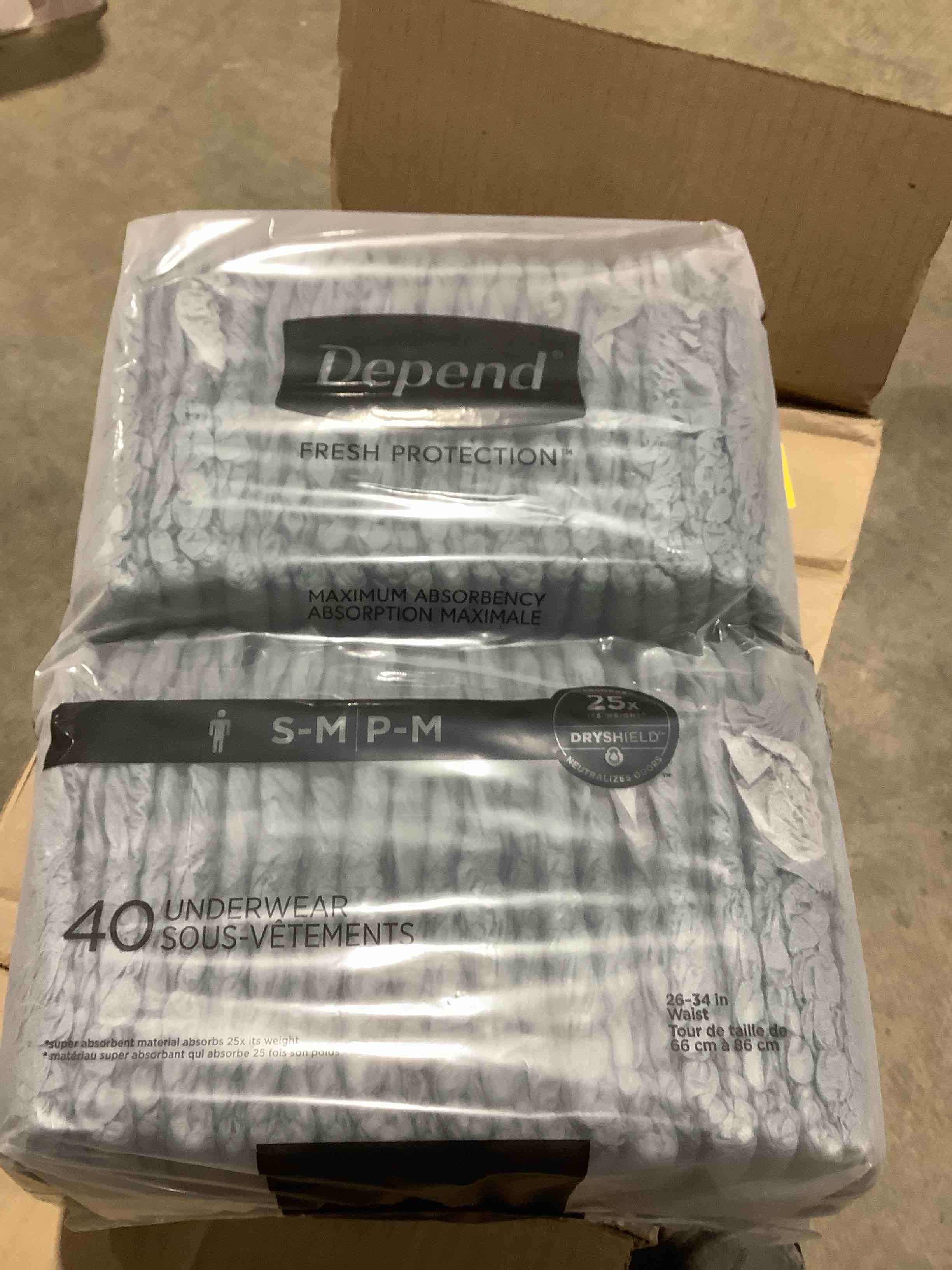 Condition photo showing Good Condition for Depend Fresh Protection Adult Incontinence Disposable Underwear for Men - Maximum Absorbency - S/M - Gray - 80ct