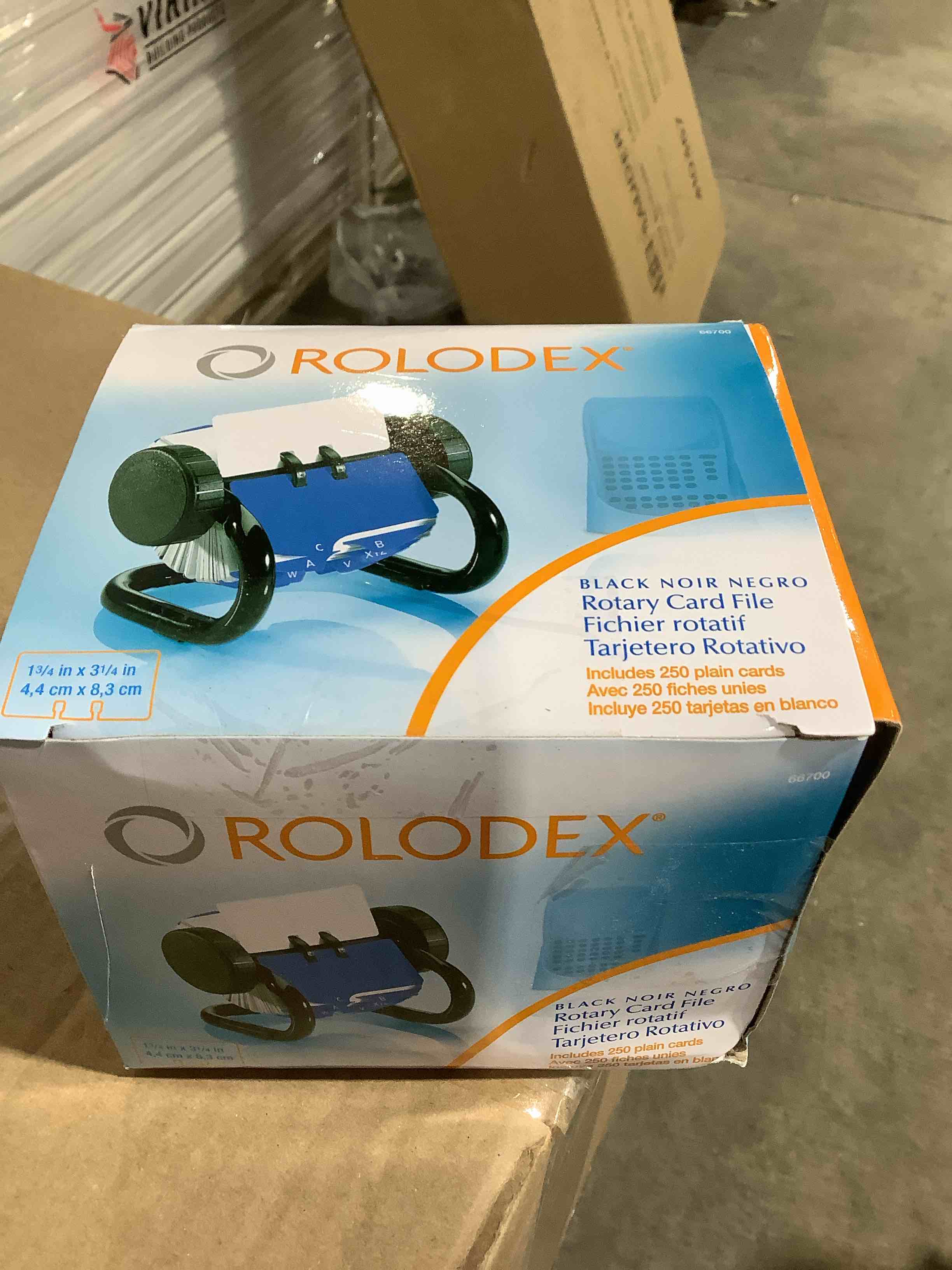Condition photo showing New/Like New for Rolodex Classic Open Rotary Card File 250 1-3/4 x 3-1/4 Inch Cards and 24 A-Z Guides  Black