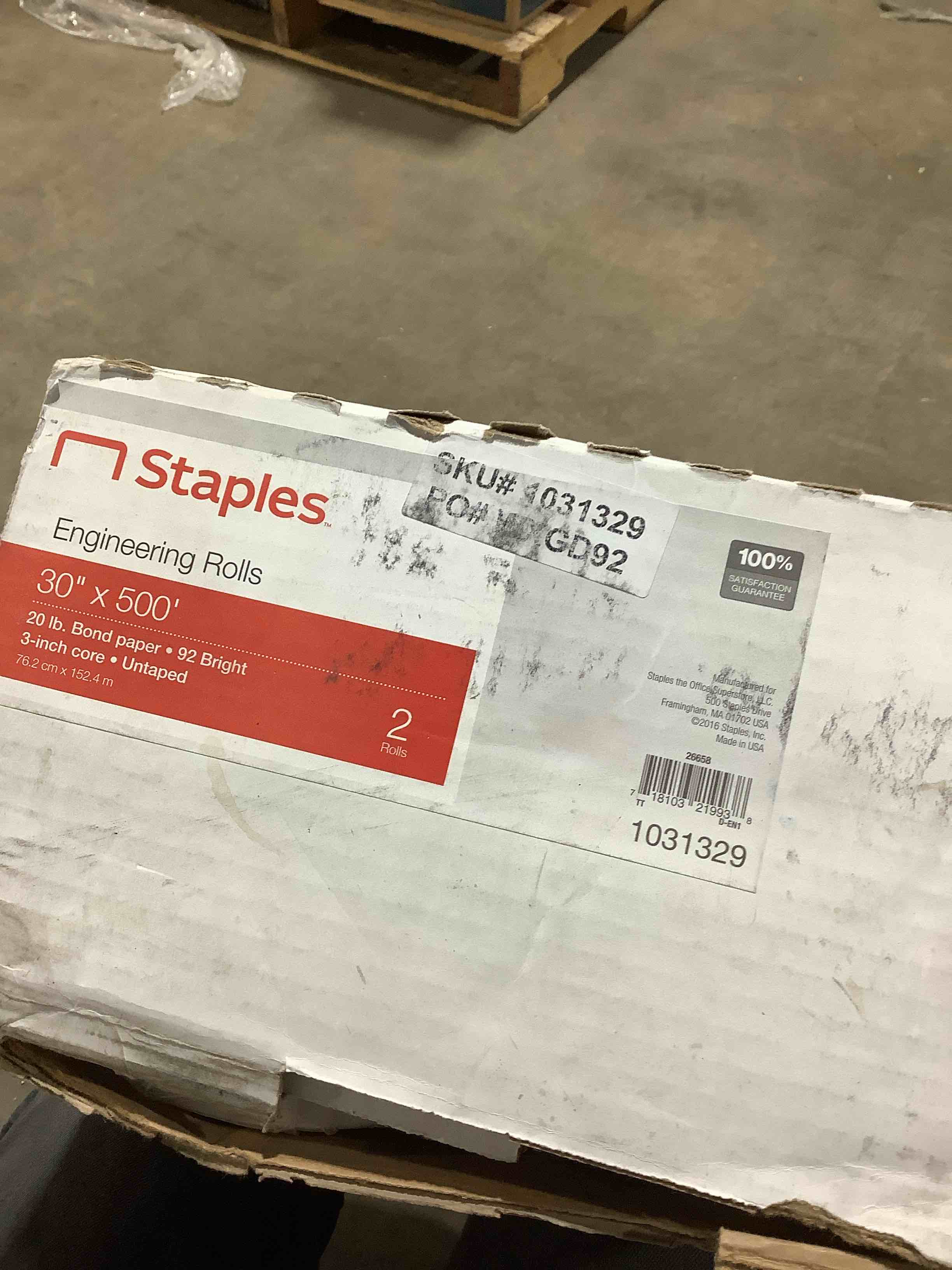 Condition photo showing New/Like New for Staples Wide Format Engineering Paper Matte 30  x 500  2/Carton (26658-CC)