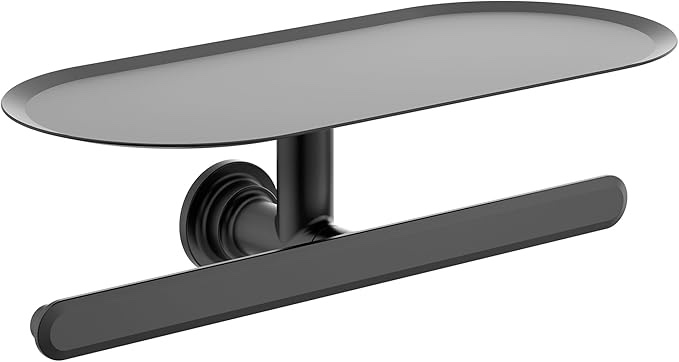Moen Greenfield Matte Black Double Toilet Paper Holder with Toilet Tissue Storage Tray, YB1788BL