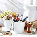 Zopeal 12 Pcs Metal Beer Buckets with Ice Shovels and Tongs Stainless Steel Ice Bucket with Handle Round Pails for Summer Pool Wedding Table Centerpiece Party Supplies