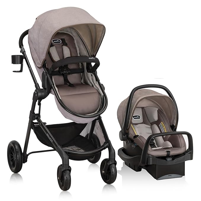 ( incomplete) evenflo pivot modular travel system with litemax infant car seat (desert tan)