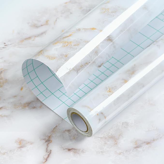 Homein Marble Contact Paper White Peel and Stick Self Adhesive Vinyl Film for Furniture Decorative Easy to Apply(35.4" x 78.7")
