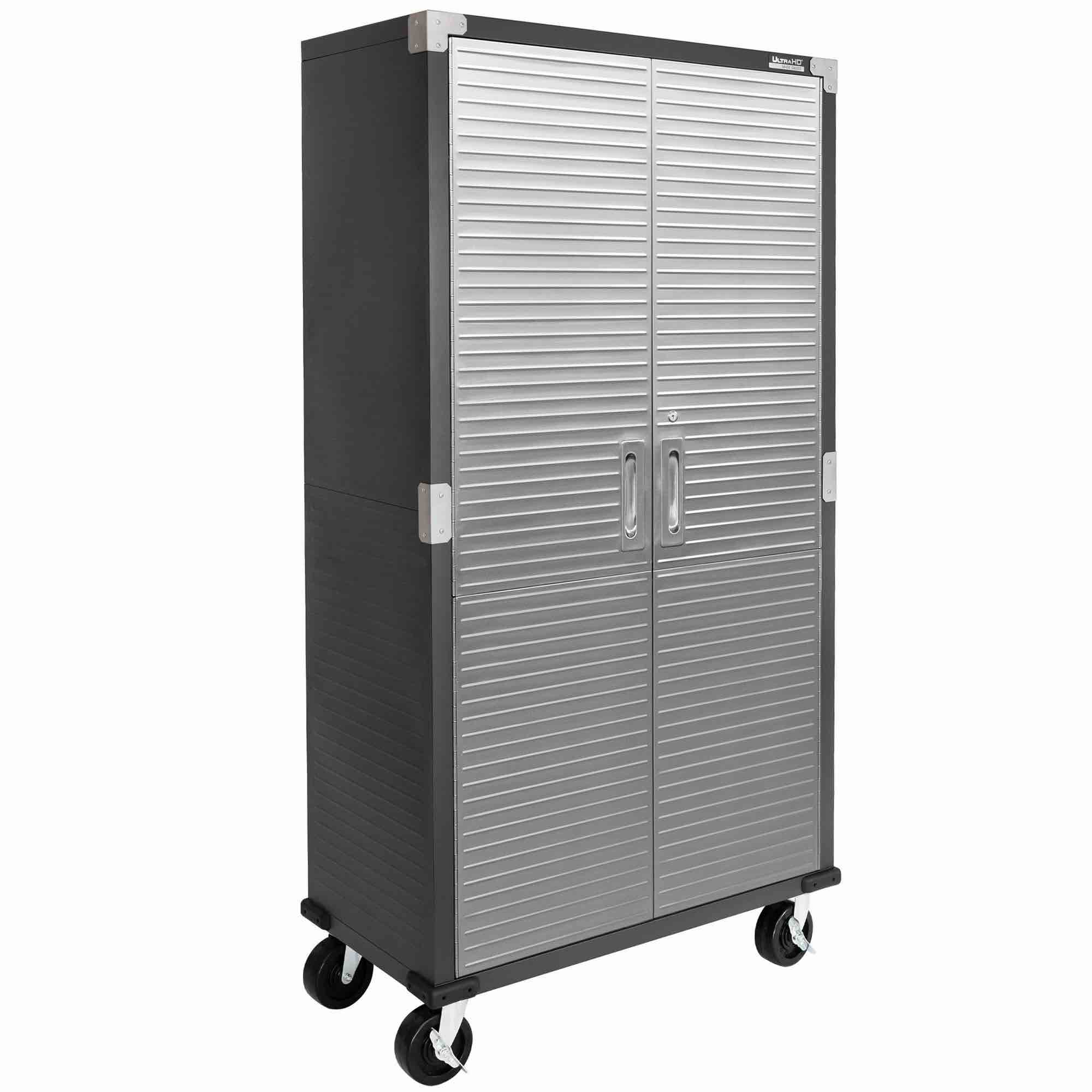 Seville Classics UltraHD Steel Body Lockable Storage Filing Cabinet Organizer Locker Shelving Unit 36" W x 18" D x 72" H, Satin Graphite