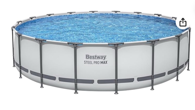 Bestway Steel Pro MAX 18 Foot x 48 Inch Round Metal Frame Above Ground Outdoor Swimming Pool Set with 1,000 Filter Pump, Ladder, and Cover (2 boxes)