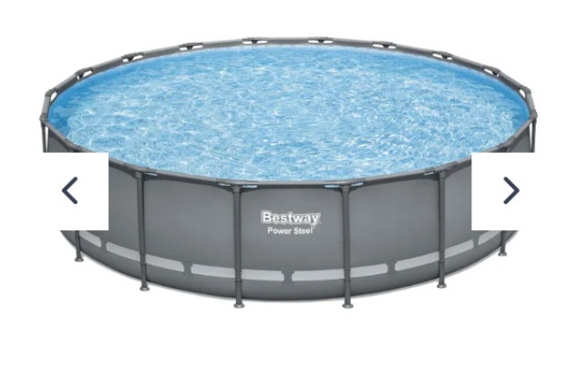 Bestway Power Steel 18’ X 48” Round Above Ground Pool Set With 1,500 Gal. Sand Filter Pump