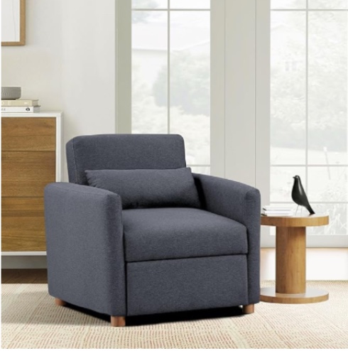 serta® corwin 36" convertible accent chair, dreamcoil® comfort, fingerguard® pinch point protection, woven polyester fabric, navy blue